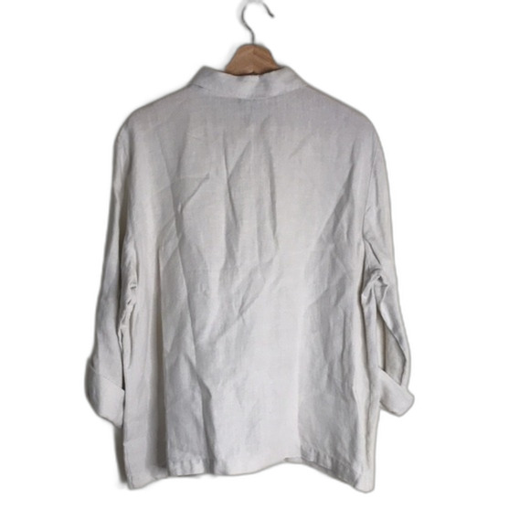 Eileen fisher ladies 100% Irish linen zip up light weight jacket size large - Picture 9 of 10